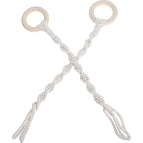 Suspension pour plantes en macramé beige (lot de 2), faite main en corde de coton - Sûre, durable et peu encombrante (1/5)