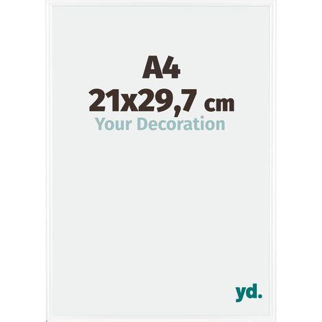 Your Decoration - A4 21x29.7 cm - Cadres Photos en Plastique Avec Verre acrylique - Anti-Reflet - Excellente Qualité - Blanc Brillant - Cadre Decoration Murale - Bordeaux.