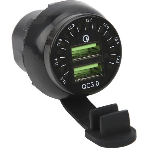 Chargeur universel pour voiture, double sortie USB, charge rapide, écran couleur avec voltmètre, pour voiture, bateau, camping-car et moto. (1/5)