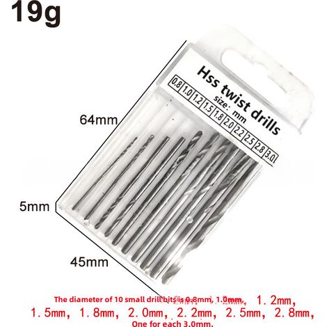 Foret hélicoïdal semi-automatique allongé bleu transfrontalier 0,5-3 mm pour circuit imprimé en plastique ambré (boîte de 10 forets hélicoïdaux en plastique [19 g]) (1/5)