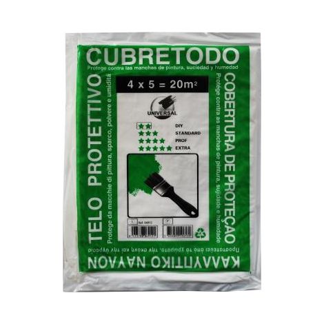 FPLUS plastico prot.pint.4x5mts.fino , Plastico de pintor para cubrir muebles y enseres o sulelos.