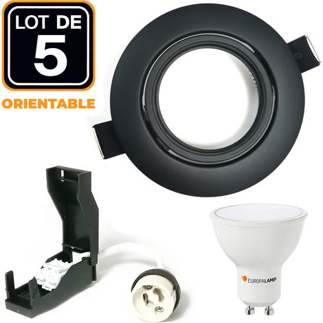 5 Spots encastrables orientables Noir Matt avec GU10 LED de 5W