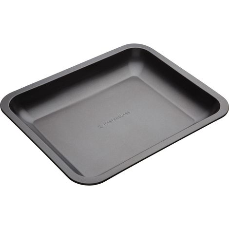 MasterClass Lata para asar con PTFE, PFOA y BPA Libre Antiadherente, Robusta Bandeja para asar abierta inclinada de acero al carbono de 1 mm de espesor , Gris