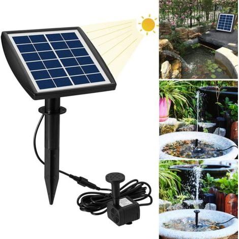 Pompe De Fontaine À Énergie Solaire 2W, Pompe De Fontaine Solaire, Kit De Panneau De Fontaine D'eau Extérieure Avec Pompe À Eau Sans Balais Pour Aquarium,Bassin De Jardin,Petite Pelouse(15,5X14,2 Cm) (1/5)