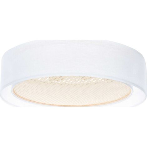 Plafonnier tissu double couche lumière douce effet rotang - Ø 50 cm - H16 cm (1/5)