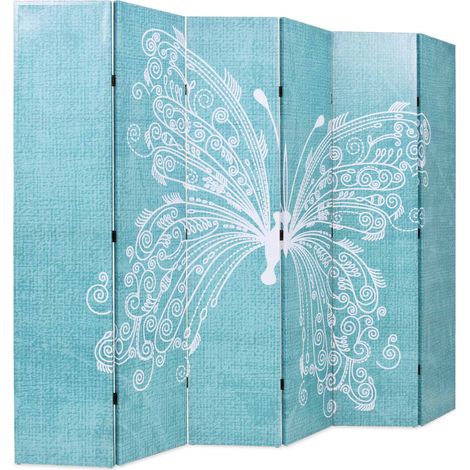 Cloison de séparation pliable 228 x 170 cm Papillon Bleu