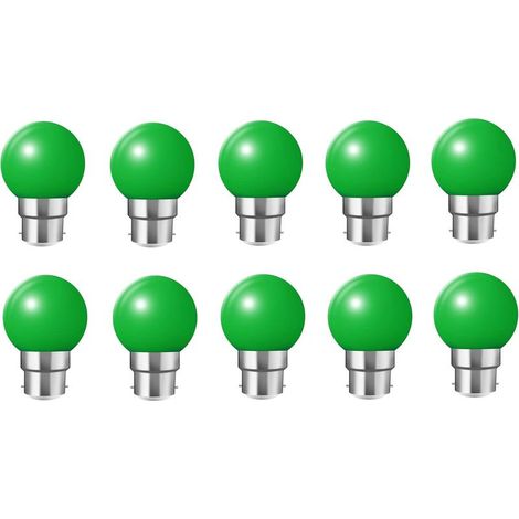 QAZQA 10X B22 Ampoule vert 1W Ampoule Couleur Économie d'énergie Couleur à LED 200LM Adapté aux Décoration AC 220V-240V vert (1/4)