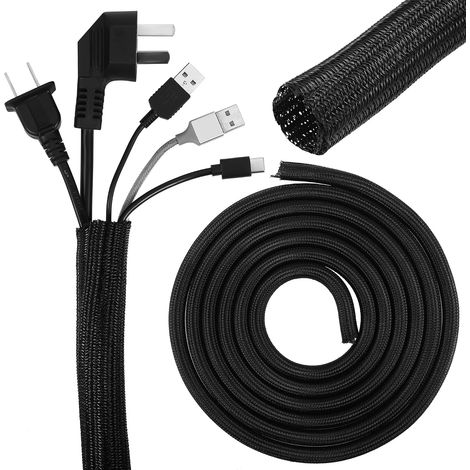 3m Gaine Cable, 13-16mm Gaine Cable Electrique Réglables, Gaine Cable Informatique Ignifugés, Protege Cable Animaux Anti-morsures pour Animaux, Gaine Souple Electrique pour Organiser les Câbles (1/5)