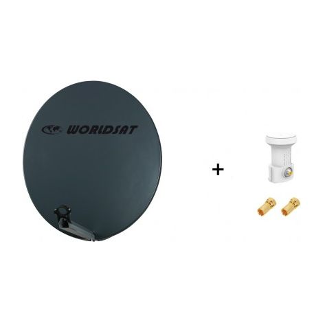 Antenne Parabole Fibre SMC 85 cm Anthracite WORLDSAT + LNB Single 0,1 dB Full HD 1080p 4K Ultra HD + 2 Fiches F Or - Visserie en Inox (1/4)