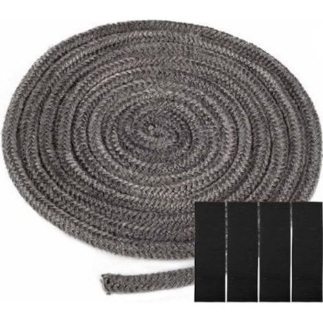 Joint tressé pour insert et poêle, 10 mm x 2.5 m Joint en fibre de verre avec 4 bandes, joint réfractaire, joint pour insert de cheminée pour poêle à bois, cheminée, chaleur (1/5)