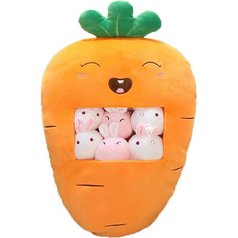 Coussin ludique en forme de fruits et légumes, jouet à peluche amovible motifs fraise, banane, avocat, carotte, cadeau snack pour ados et filles (1/5)