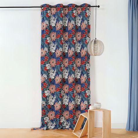 Rideau Fleur "Cosmos" - 145x260cm - Bleu (1/3)