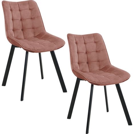 Lot de 2 chaises matelassées de salle à manger en velours AKORD SJ.28 Rose (1/4)