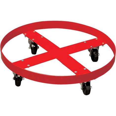 Chariot acier pour fût Stockman SD55S capacité 410kg avec 4 roues pivotantes (1/2)