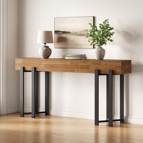 Tribesigns Table Console étroite de 160 cm – Peu encombrante pour entrée, Couloir et Salon, comme Table Basse derrière Le canapé ou Bureau à Domicile avec Structure en (Brun foncé) (1/5)