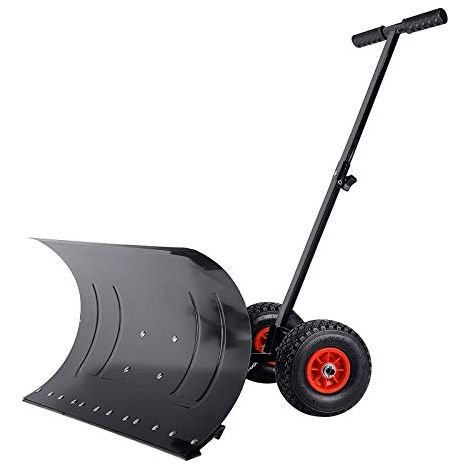 Schneeschaufel mit 5-Fach Höhenverstellbar Schneeräumer mit φ25cm Rädern Schneeschild mit 74 cm Extra breite Kunststoffklinge Schneepflug für Auffahrten Garten Gehwege NAIZY (1/5)