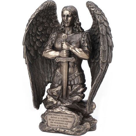 Signes Grimalt Figura Bronce Figuras  San Miguel Orando  Bronce Bronce Plateado 7x16x22cm 22279