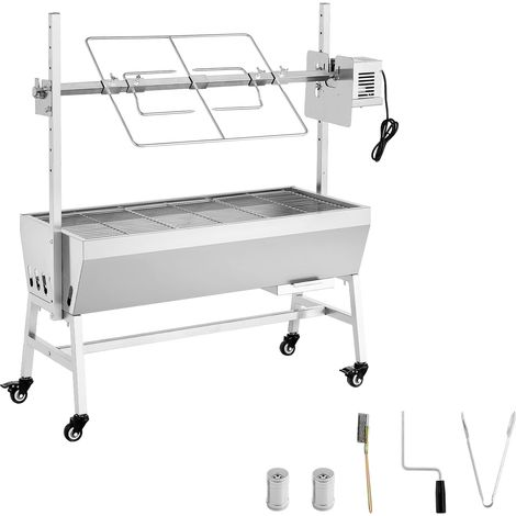 Mophorn Griglia per barbecue a carbone, lunghezza 94 cm, capacità di carico 60 kg, con ruote e regolazione dell'altezza a 7 livelli, realizzata in acciaio inossidabile, ideale per il campeggio