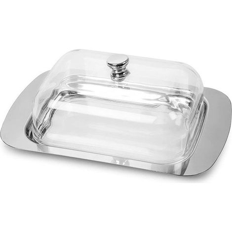 Beurrier avec couvercle et poignée - beurrier - beurrier avec couvercle - Beurrier en acier inoxydable - Plat à fromage en acier (1/5)