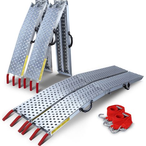 Vounot – Rampe de chargement pliable 196cm – Acier galvanisé – Charge max 800kg – Antidérapante avec sangles de sécurité – Pour motos et tondeuses