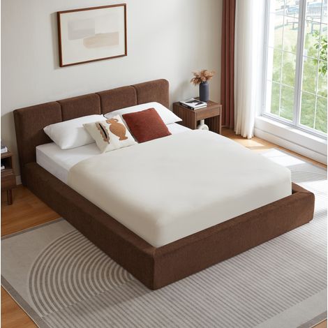 Cama 160x200 cm marrón de espuma con estructura de acero reforzada (1/5)