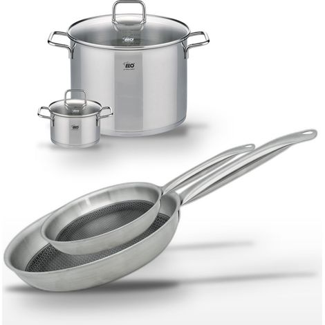 Lot Poêles 28cm & 24cm et Faitouts 26cm & 14cm Elo Relief Solution (1/5)