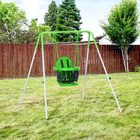 Balançoire pour enfants de 6 à 36 mois, charge maximale 25 kg, acier, hauteur 122 cm, verte (1/5)