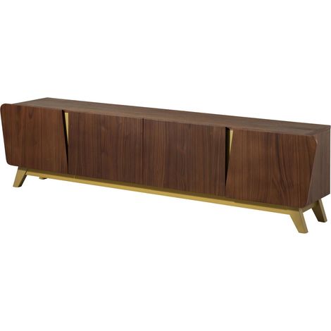 TV-Board Nussbaum-Echtholzfurnier 220x40x55 braun lackiert BUTTERFLY 111