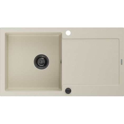 Mexen Leo Granitspüle 1-Becken mit Abtropffläche 900 x 500 mm, beige, schwarzer Siphon - 6501901010-69-B (1/5)