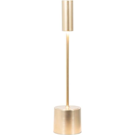 Zafferano - Lampe de table LED rechargeable Carolina avec variateur tactile - Usage intérieur/extérieur - Laiton brossé