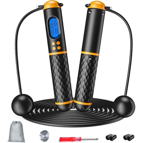 Corde à sauter intelligente, corde à sauter de fitness avec enregistrement du poids, des tours, du temps et des calories, corde à sauter numérique réglable pour salle de sport à domicile, corde à saut (1/5)