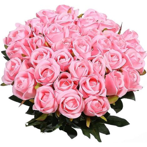 10 roses artificielles en soie, fausses tiges individuelles, roses épanouies, bouquets de mariée pour mariage, décoration intérieure, anniversaire, etc.-AquaForge (1/5)