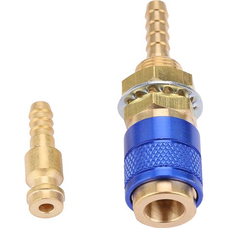 Raccord rapide M6 pour gaz et eau, compatible avec les torches de soudage MIG/TIG (bleu). (1/5)