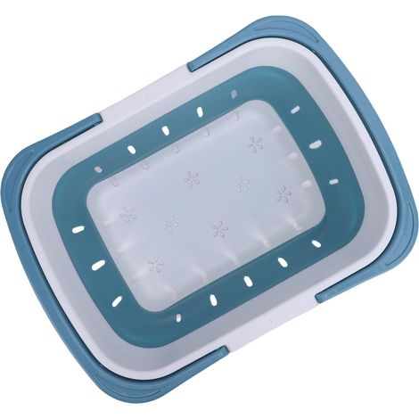 Panier de rangement pliable pour jouets de bain, à séchage rapide et à drainage rapide, bleu. Idéal pour la salle de bain, la cuisine et les voyages. (1/5)