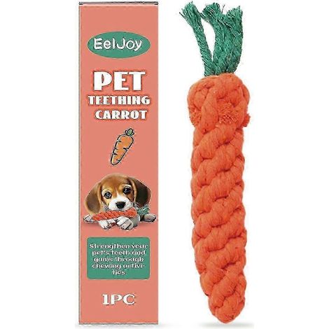 Carotte en corde de coton, 1 jouet à mâcher durable pour animaux de compagnie, pour des dents et des gencives saines (1/4)