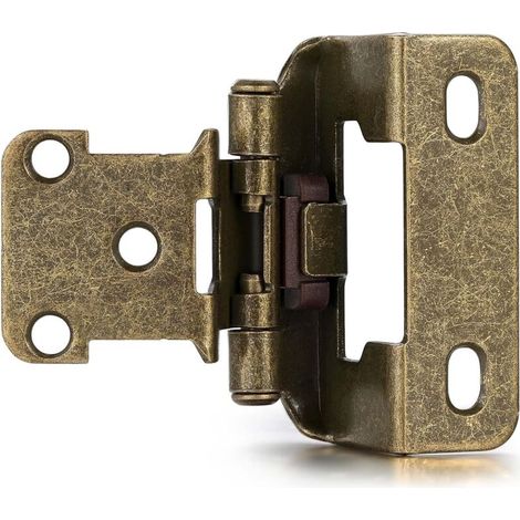 Charnières de placard en laiton antique, paquet de 4, à recouvrement partiel, à fermeture automatique, chevauchement de 1/2 pouce, pour placards de cuisine (1/5)