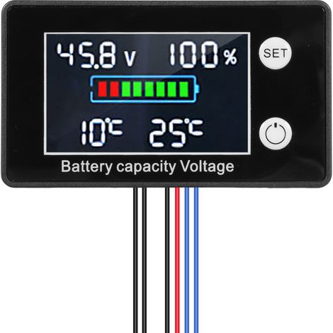 Comprobador de capacidad de baterías de 9V-100V con pantalla LCD retroiluminada y voltímetro digital para baterías ternarias de iones de litio, plomo-ácido y fosfato de hierro y litio. (1/5)
