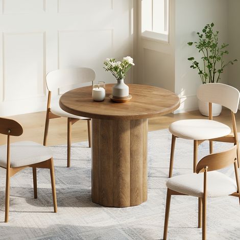 Runder Esstisch – 80 × 75 cm – Küchentisch für kleine Räume, geeignet für 2 bis 4 Personen – braun