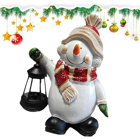 Bonhomme de Neige de Noël Lumière Solaire Créative en Résine Festive (1/5)