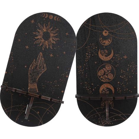 Présentoir en bois de style bohème pour rangement, 2 étagères à cristaux (1/5)