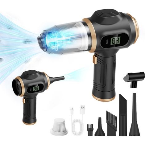 Aspirateur souffleur 2 en 1 sans fil, aspirateur à main avec écran digital, rechargeable USB, pour voiture et maison, accessoires inclus (1/4)