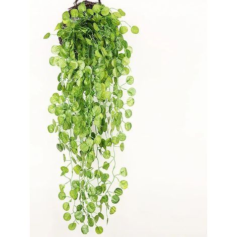 Plante verte artificielle de lierre, feuilles de rotin suspendues, décor mural de jardin extérieur de maison, 90cm 2pcs (1/5)