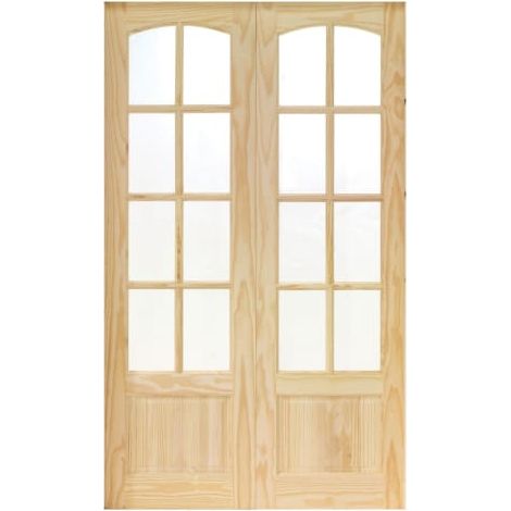 Newland Glazed Pine 8 Lite Internal French Doors - 1981 x 1170mm