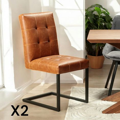 Chaise moderne camel (lot de 2) OKA (1/5)