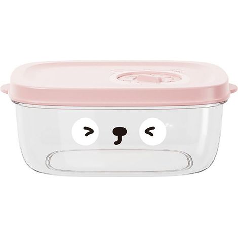 Boîtes de conservation alimentaire avec couvercles, micro-ondable et congélation, design cartoon rose pour fraîcheur (1/5)