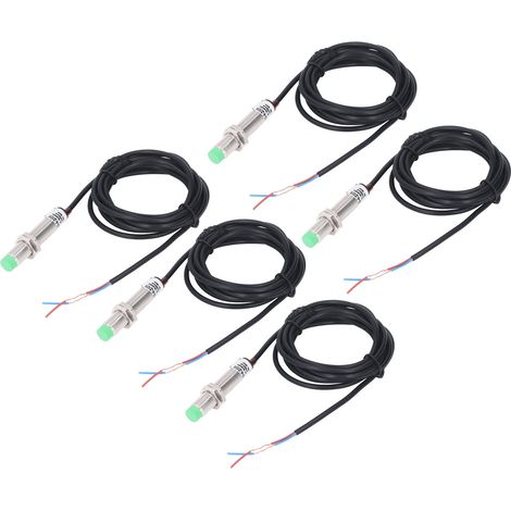Packung mit 5 induktiven M12-Sensoren, normalerweise geschlossener Kontakt, 150 Hz Frequenz, 2-Draht-Näherungssensor, DC 10–36 V (1/5)
