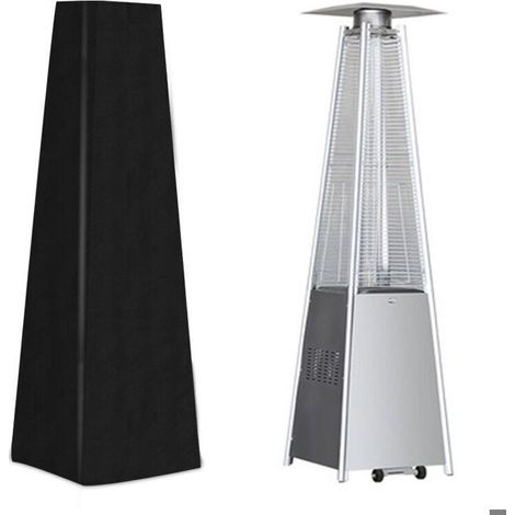Housse pour Chauffage de Terrasse Housse pour Parasol Chauffant de Style Pyramidal Noir (1/5)
