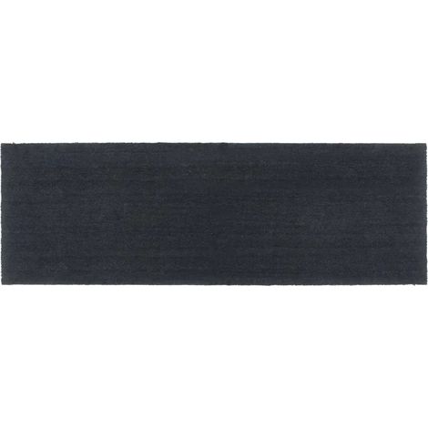 Tapis de porte touffeté 100 x 300 cm usage intérieur et extérieur support antidérapant design moderne en fibre de coco gris foncé (1/5)