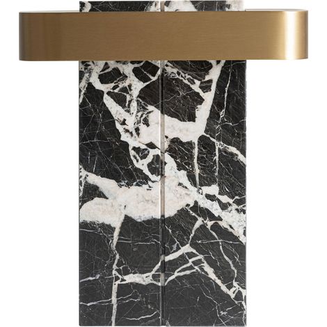 Lampe à poser art déco en marbre noir et doré - noir veiné blanc et doré (1/4)