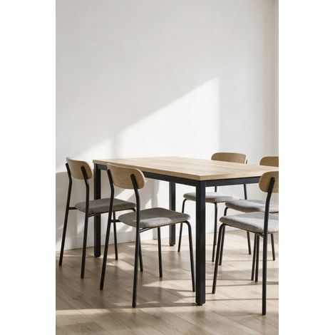 Mesas Bar - Mesa Friso Rectangular 120x60 cm Clara - Negro (1/5)